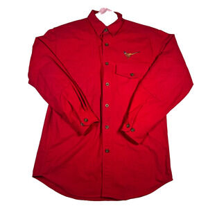 Vintage Woolrich Button Down Flannel Shirt Embroidered Pheasant Size L